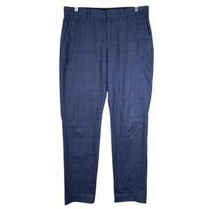 J Crew Ludlow Slim Pant Men‎ 31x30 Blue Heather Windowpane Stretch Cotton Twill
